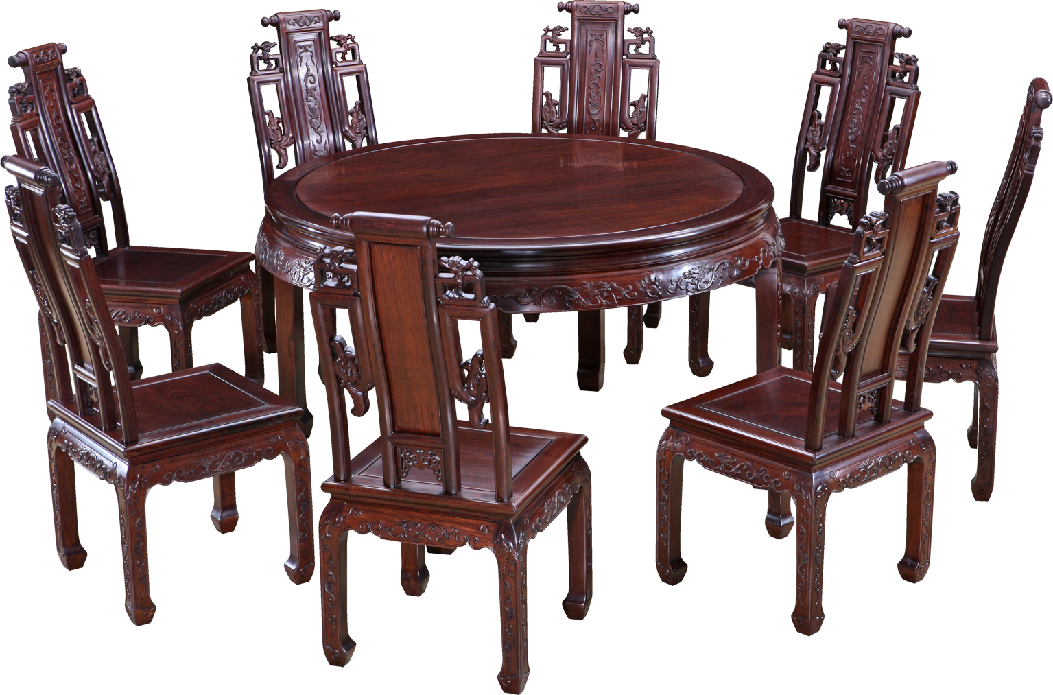 四脚草龙圆桌带椅