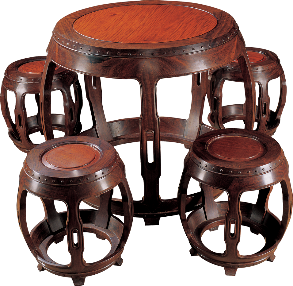铜鼓式圆桌带凳