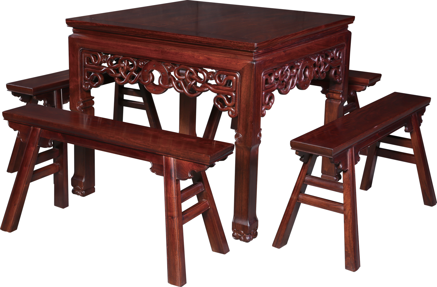 纹藤四方桌带凳