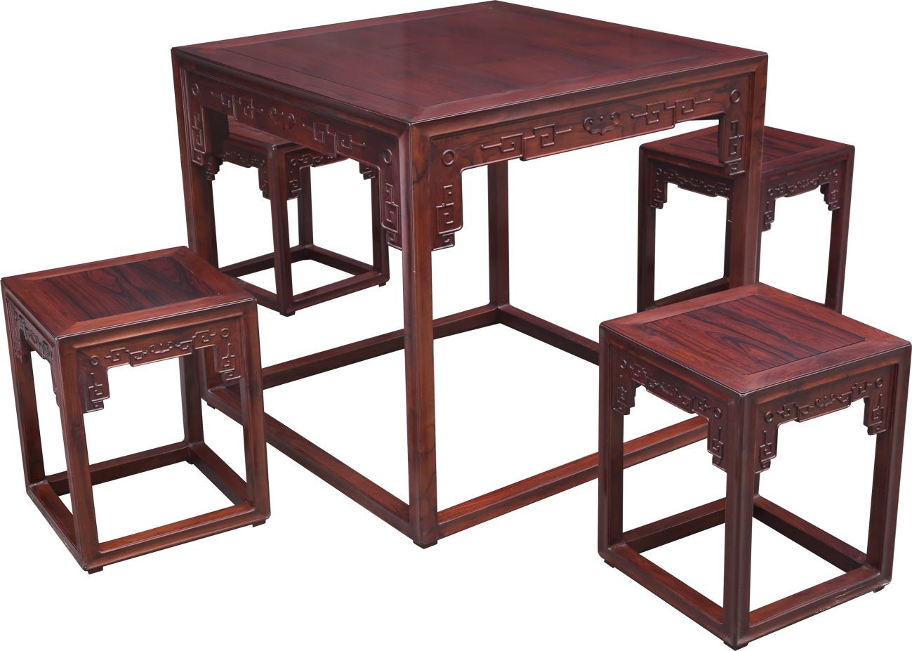 回纹四方桌带凳