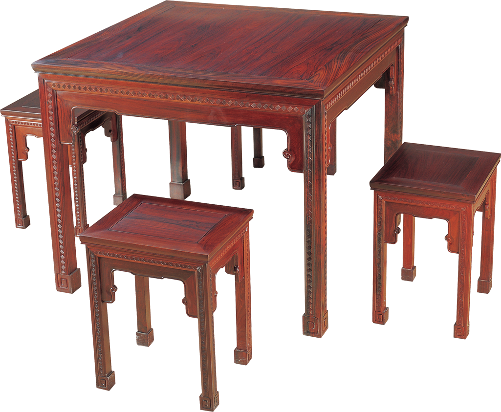 回纹四方桌带凳
