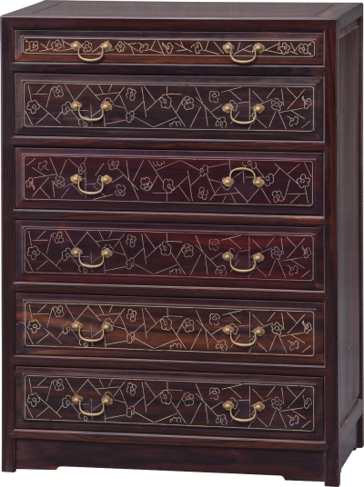 嵌银丝冰梅纹六斗柜