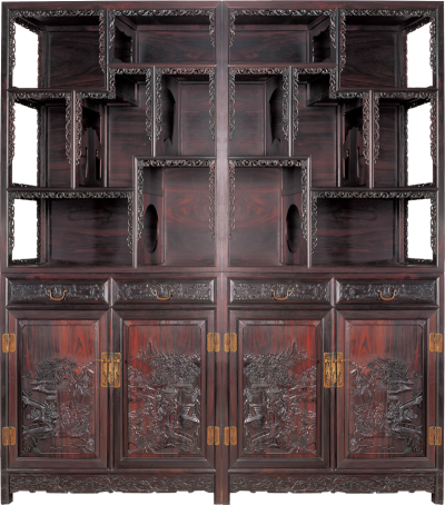 西洋花纹山水人物图柜格